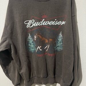 Retro Style Budweiser Dark Brown Crewneck Sweater
